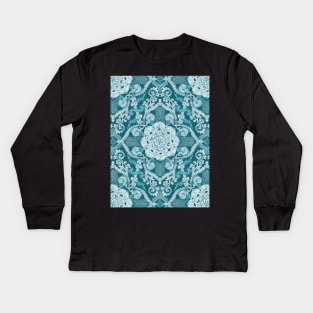 Centered Lace - Teal Kids Long Sleeve T-Shirt